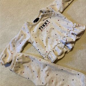 Tommy Hilfiger Infant Set in Light Gray with Red and Black Accents